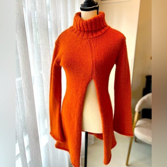 Melissa Sweaters - Melissa Cut Out Turtleneck Orange Sweater